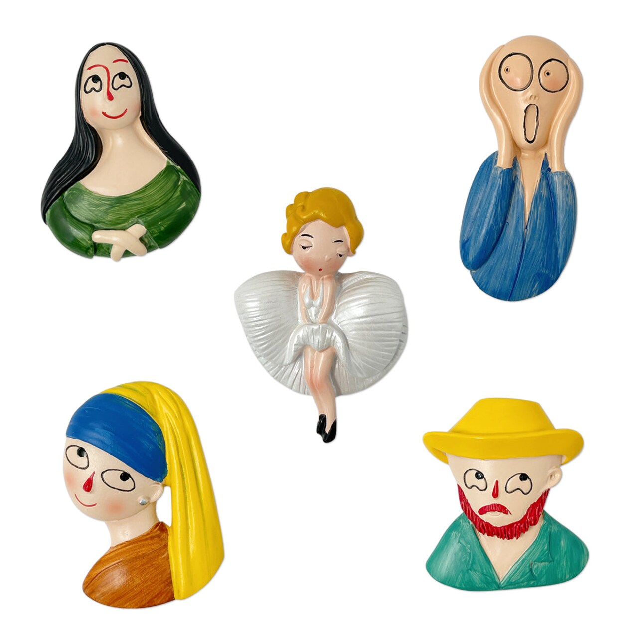 Wrapables 3D Resin Fridge Magnets, Food Simulation, Succulents, Famous Faces Refrigerator Magnets for Kitchen (Set of 5)